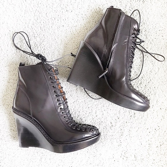 Givenchy Shoes - GIVENCHY black block heel lace up boots 8.5 NIB